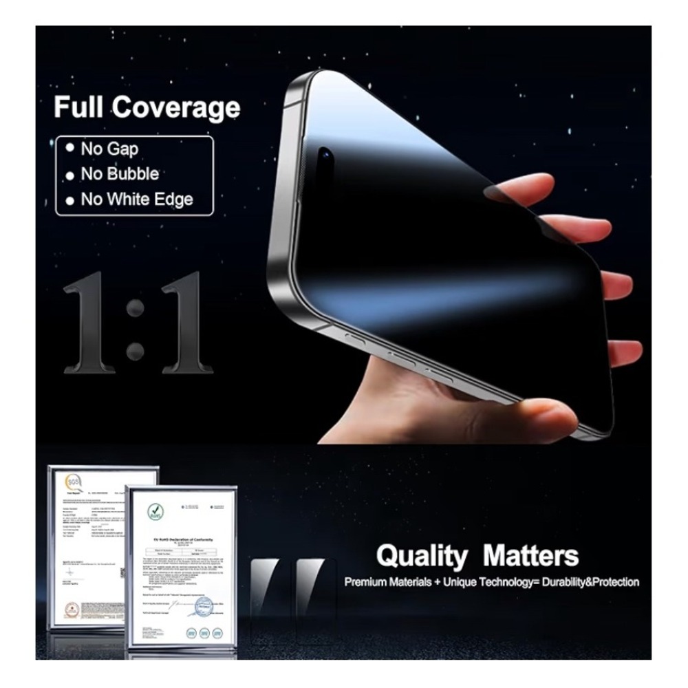 QsmQam for iPhone 16 Screen Protector + Camera Lens Protector, Shatterproof - Picture 3 of 5